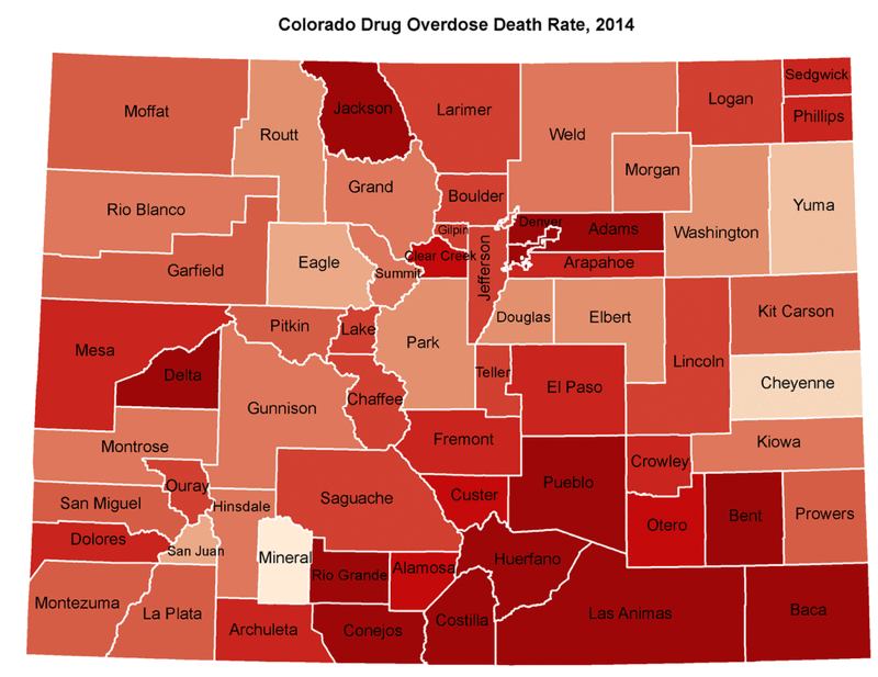 Colorado Opioid Overdose Death Rate from 2014