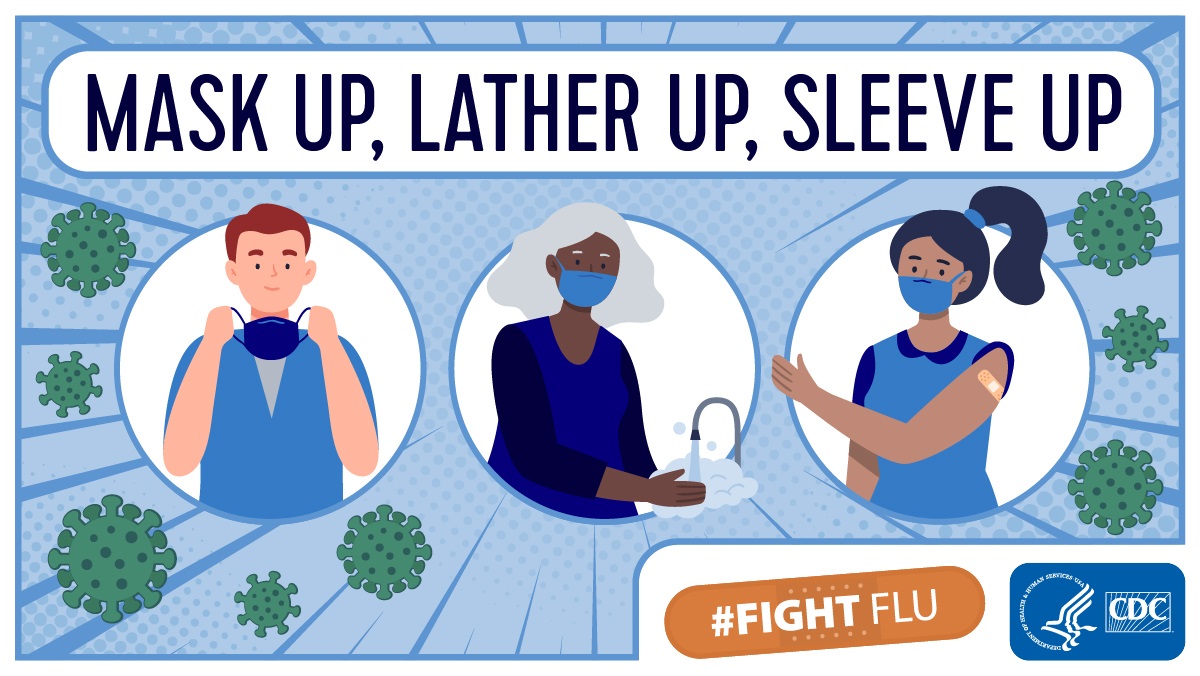 CDC image of mask up flu prevention