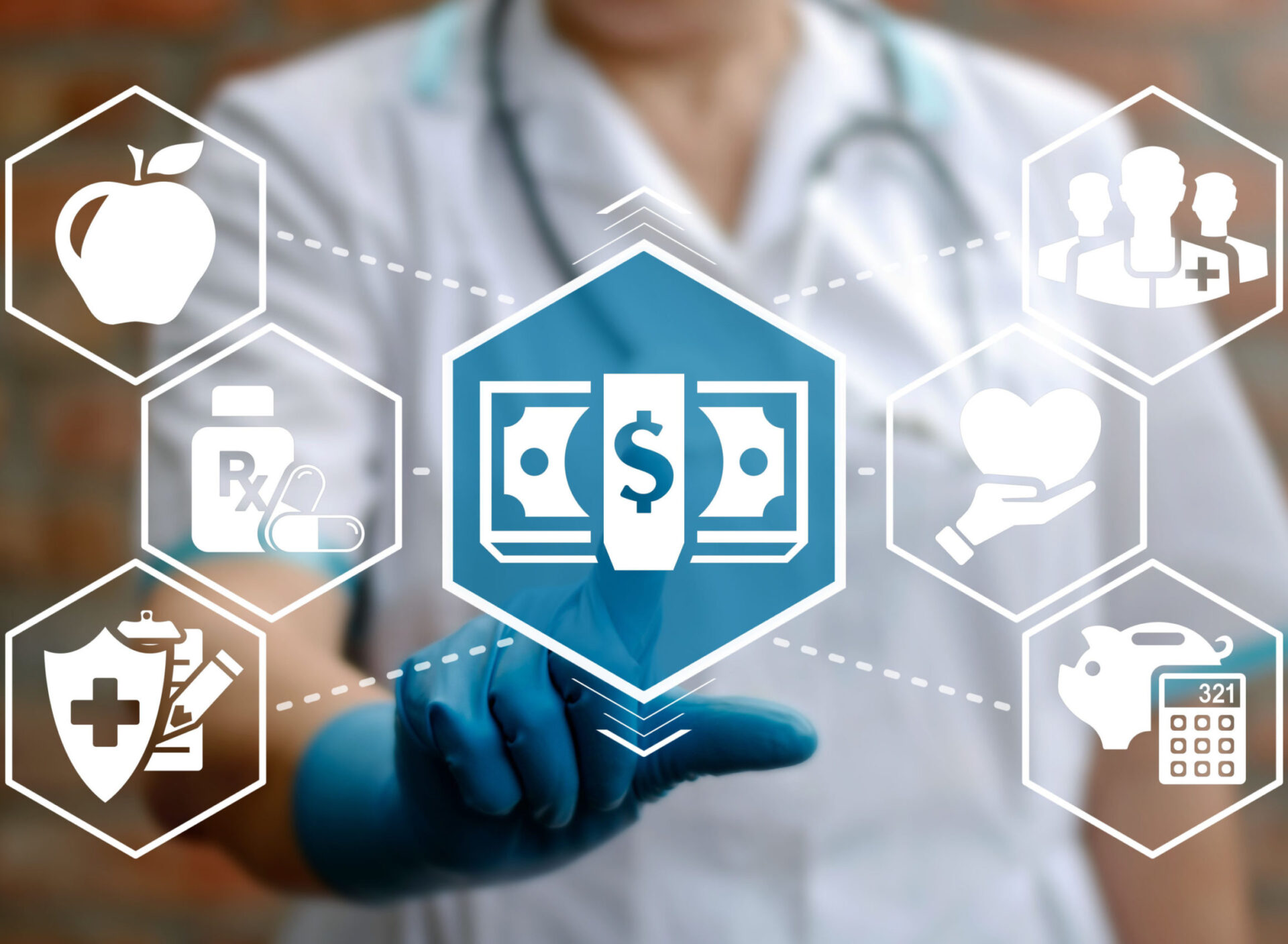 How Much Services Cost: Health care insurance money medical concept.